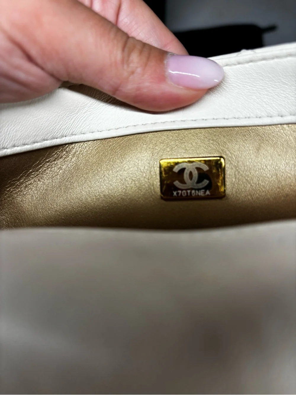 CHANEL White Quilted Leather Mini Flap Bag with Gold Chain Strap